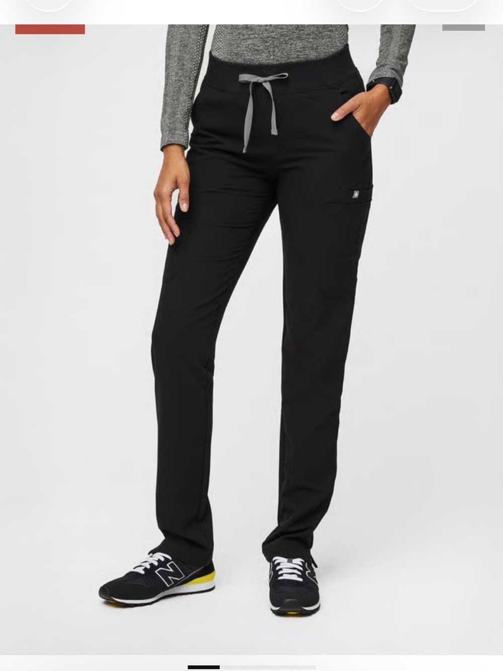 NWT Figs Yola 2.0 straight skinny scrub pant bottom black with yoga waistband S